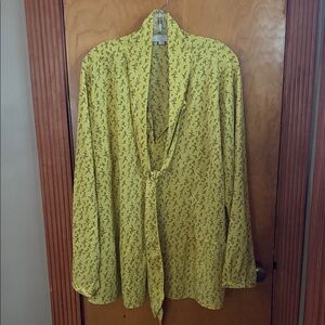 Loft Yellow Patterned Blouse Size 22